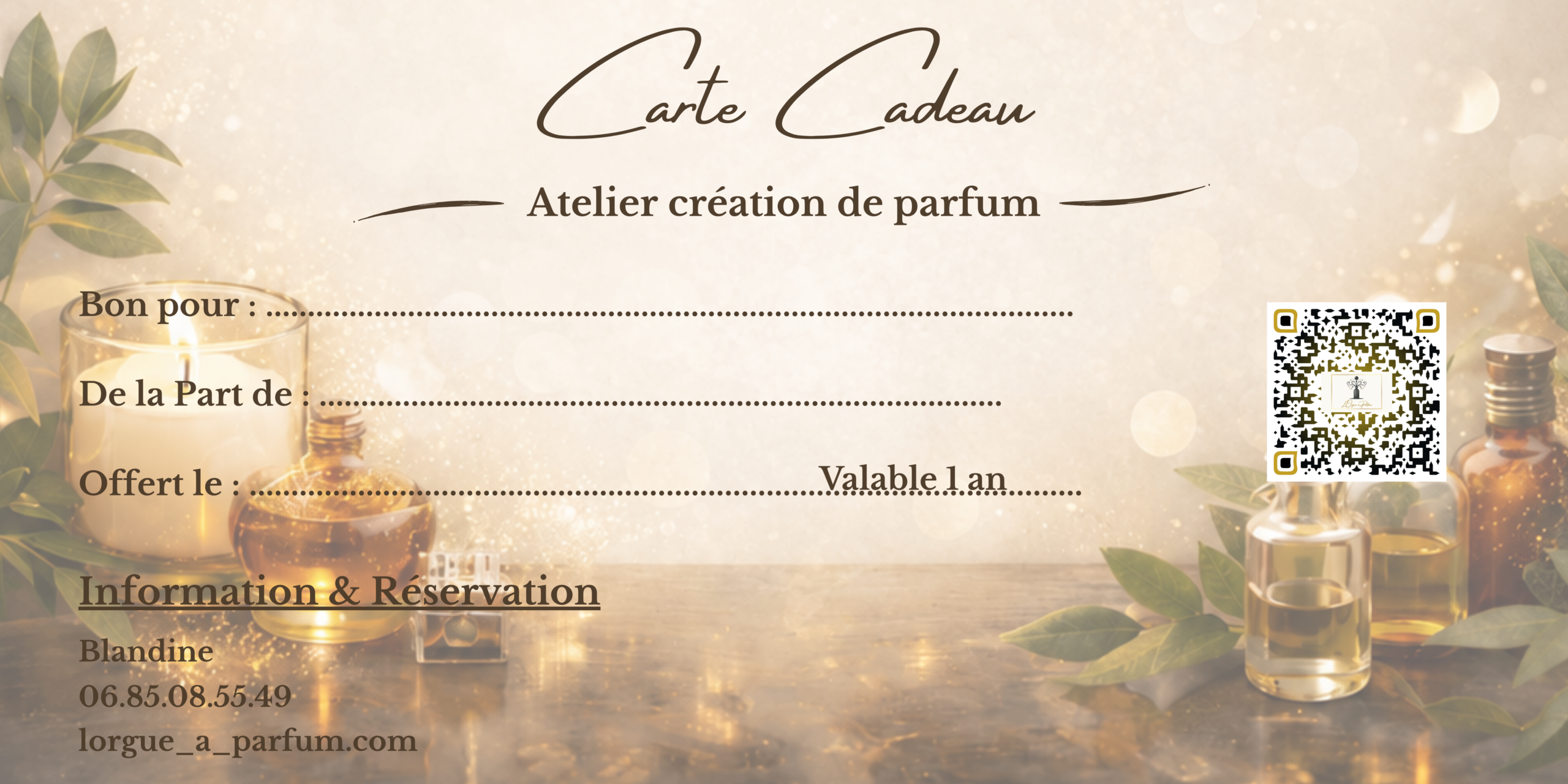 Carte cadeau atelier de parfum